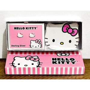 NWT: Hello Kitty - Sterling Silver Stud Earrings with Ceramic Trinket Dish